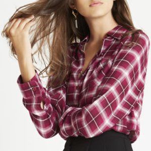 BCBGeneration Woven Rouge Plaid Top
